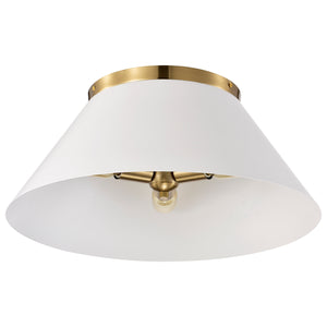 Nuvo Lighting - 60-7421 - Three Light Flush Mount - Dover - White / Vintage Brass