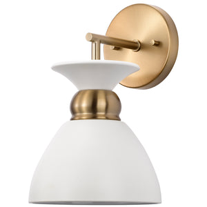 Nuvo Lighting - 60-7459 - One Light Wall Sconce - Perkins - Matte White / Burnished Brass