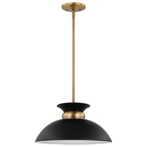 Nuvo Lighting - 60-7460 - One Light Pendant - Perkins - Matte Black / Burnished Brass