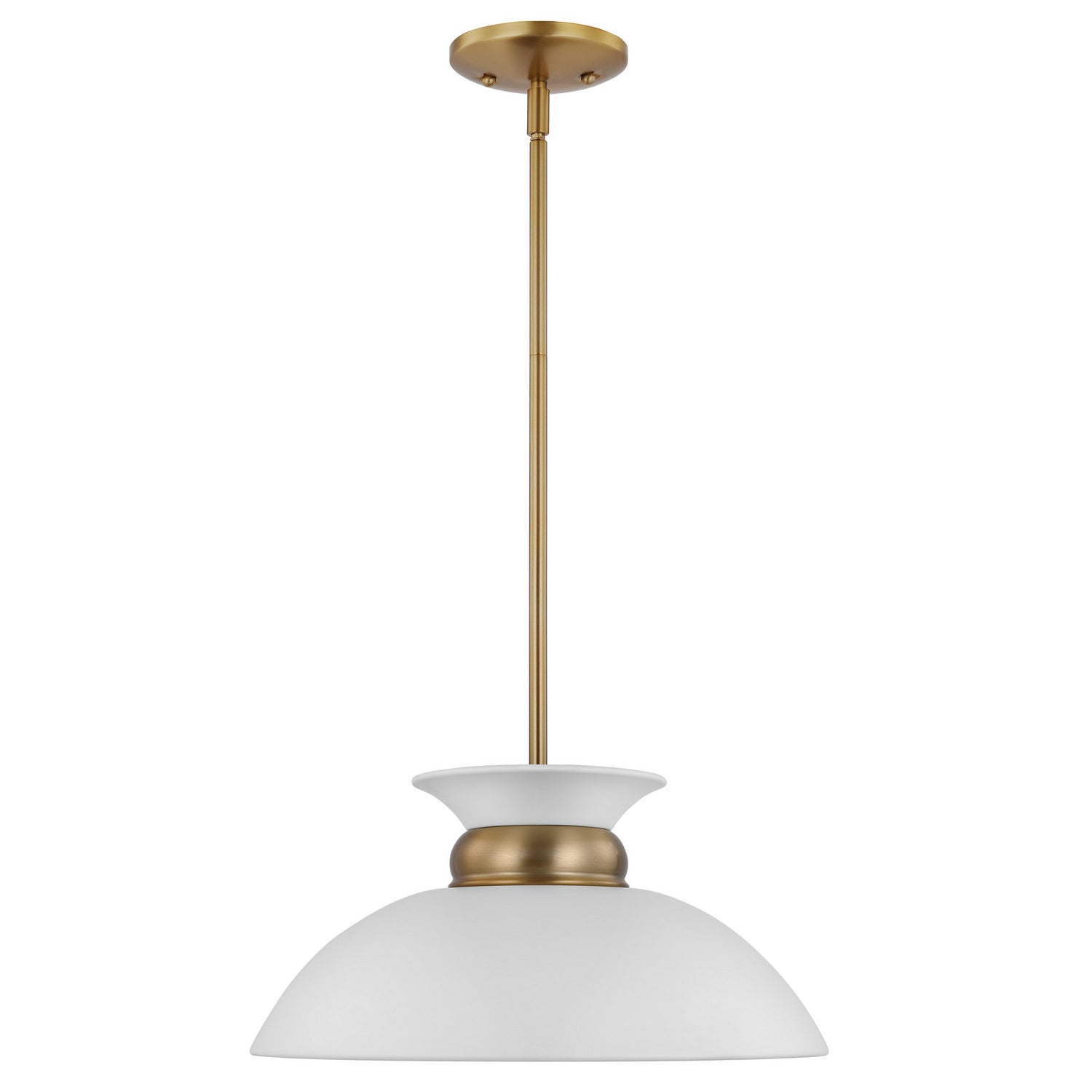 Nuvo Lighting - 60-7463 - One Light Pendant - Perkins - Matte White / Burnished Brass