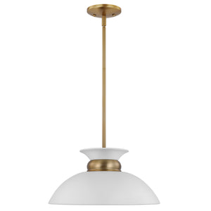 Nuvo Lighting - 60-7463 - One Light Pendant - Perkins - Matte White / Burnished Brass