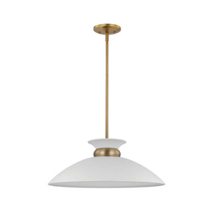 Nuvo Lighting - 60-7464 - One Light Pendant - Perkins - Matte White / Burnished Brass