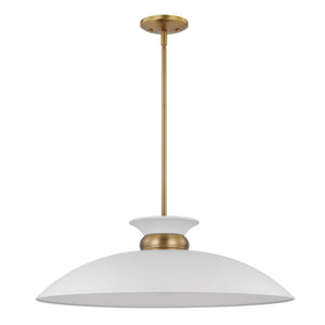 Nuvo Lighting - 60-7465 - One Light Pendant - Perkins - Matte White / Burnished Brass