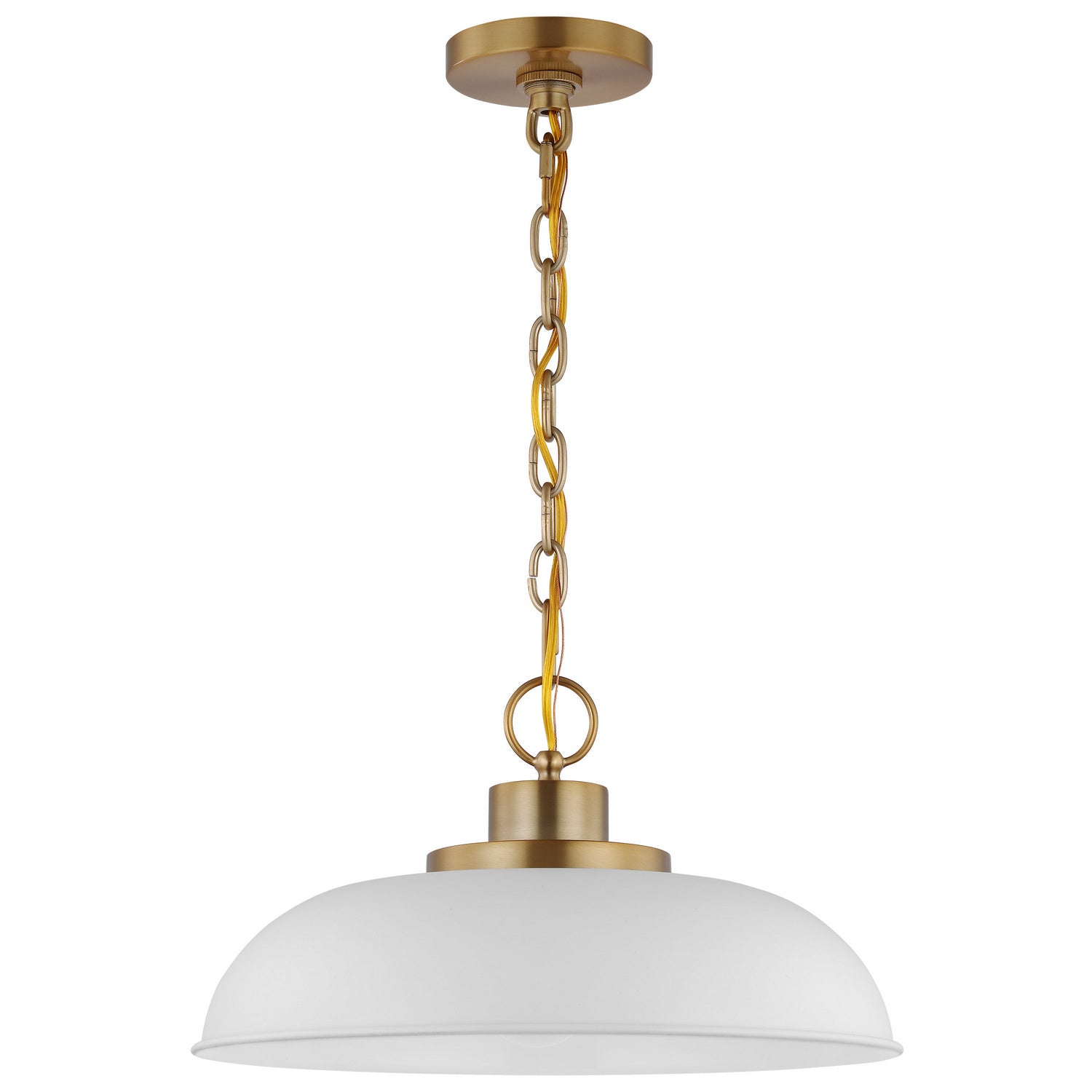 Nuvo Lighting - 60-7480 - One Light Pendant - Colony - Matte White / Burnished Brass