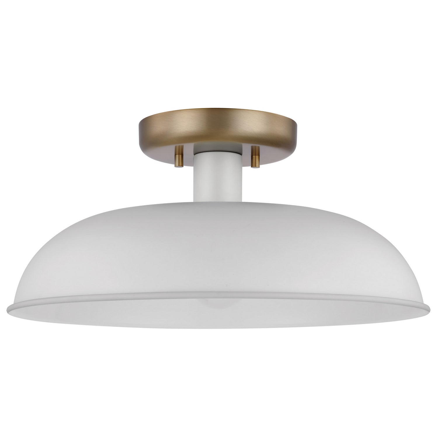 Nuvo Lighting - 60-7490 - One Light Flush Mount - Colony - Matte White / Burnished Brass