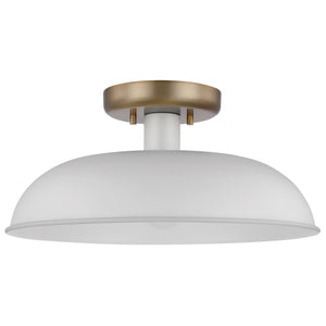 Nuvo Lighting - 60-7490 - One Light Flush Mount - Colony - Matte White / Burnished Brass