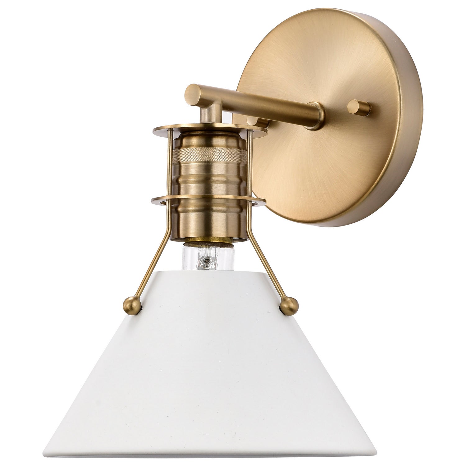 Nuvo Lighting - 60-7520 - One Light Wall Sconce - Outpost - Matte White / Burnished Brass