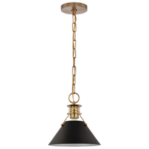 Nuvo Lighting - 60-7521 - One Light Pendant - Outpost - Matte Black / Burnished Brass