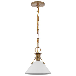 Nuvo Lighting - 60-7522 - One Light Pendant - Outpost - Matte White / Burnished Brass