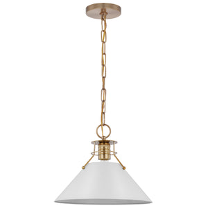 Nuvo Lighting - 60-7524 - One Light Pendant - Outpost - Matte White / Burnished Brass