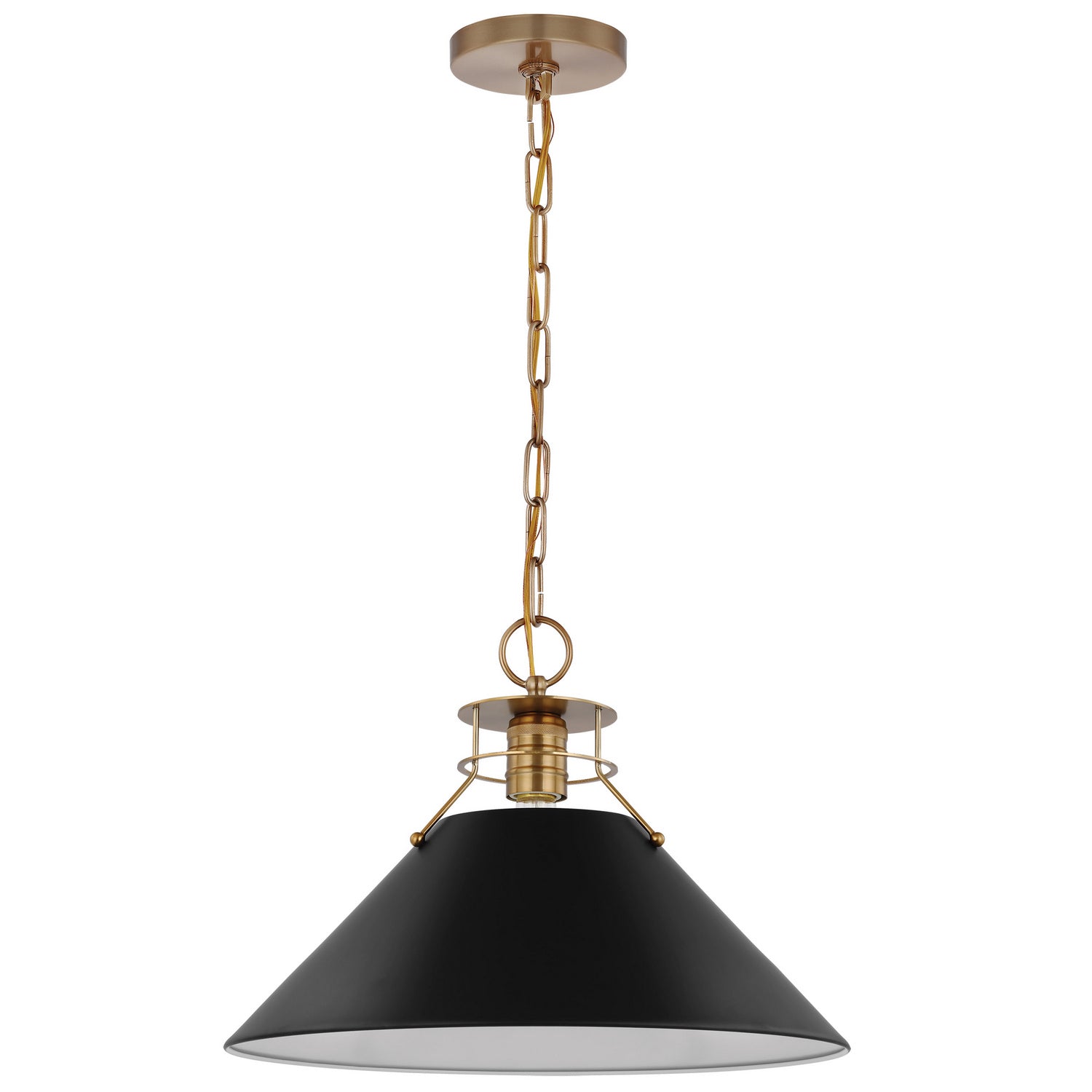 Nuvo Lighting - 60-7525 - One Light Pendant - Outpost - Matte Black / Burnished Brass