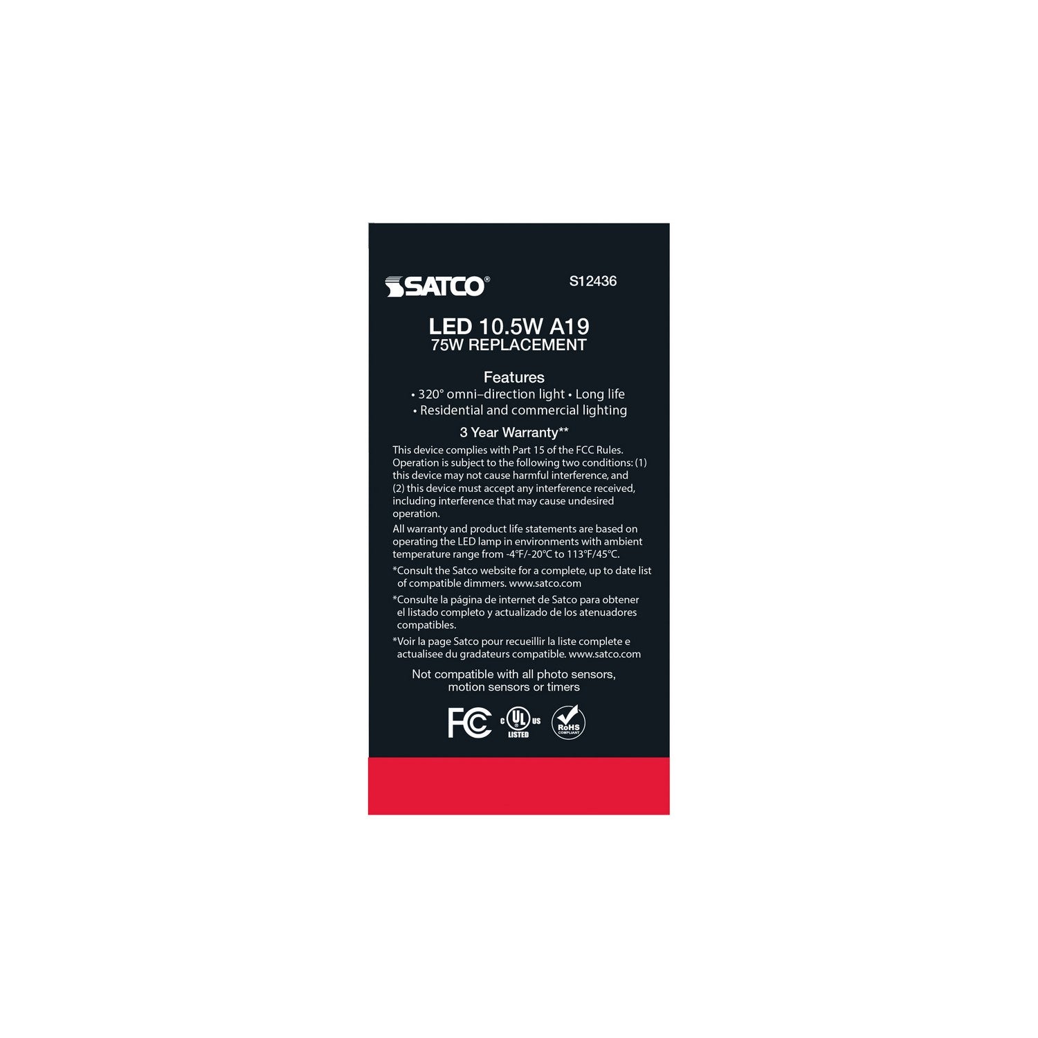 Satco - S12436 - Light Bulb - Clear