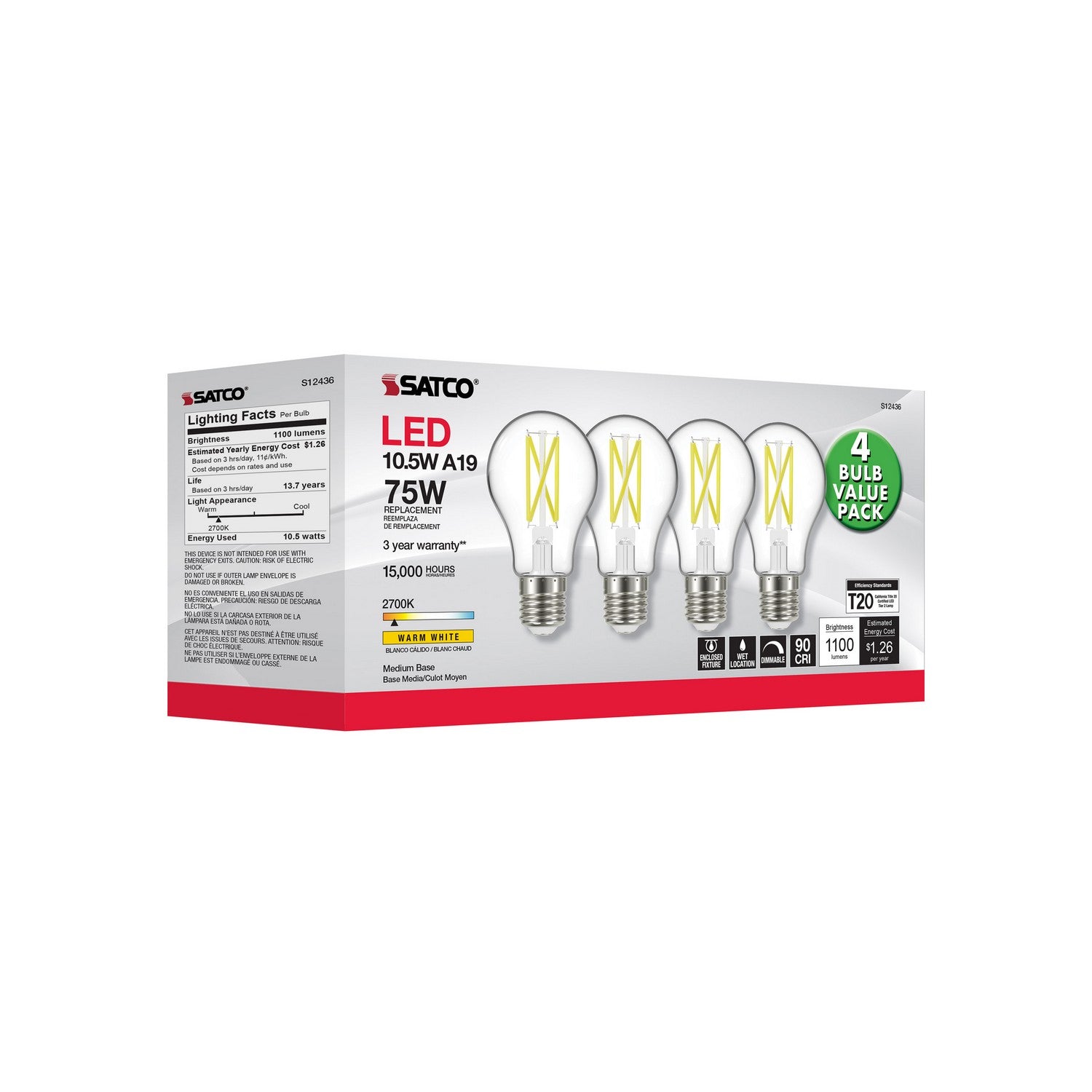 Satco - S12436 - Light Bulb - Clear