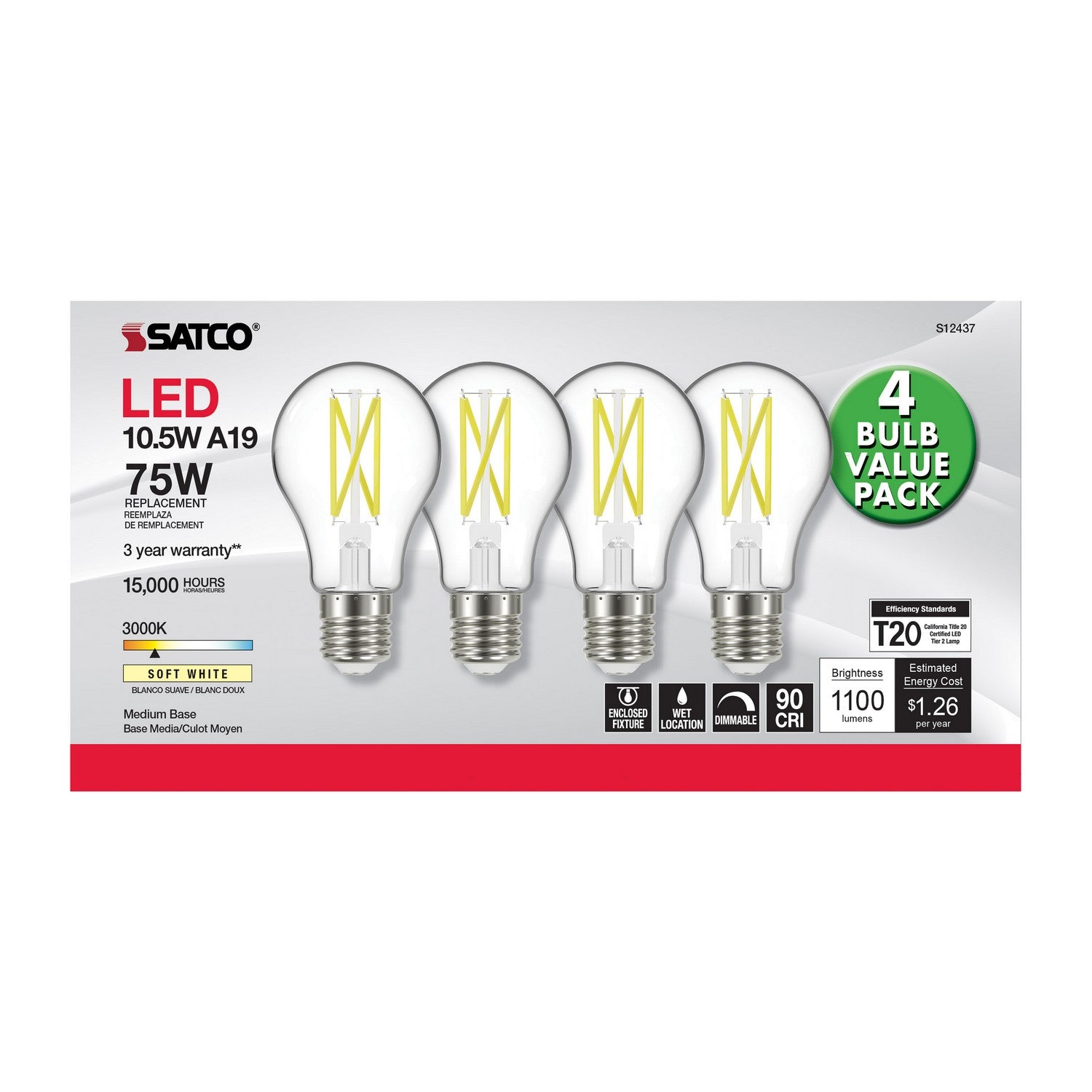 Satco - S12437 - Light Bulb - Clear