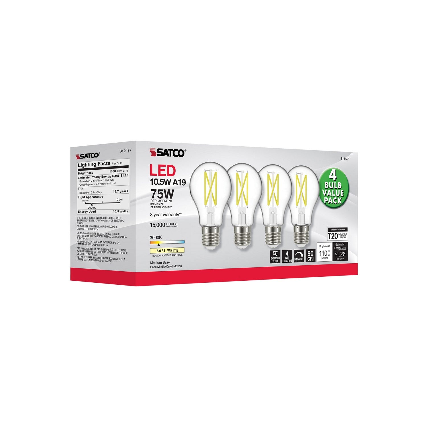 Satco - S12437 - Light Bulb - Clear