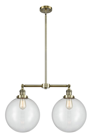 Innovations - 209-AB-G202-12 - Two Light Island Pendant - Franklin Restoration - Antique Brass