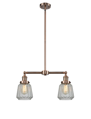 Innovations - 209-AC-G142 - Two Light Island Pendant - Franklin Restoration - Antique Copper