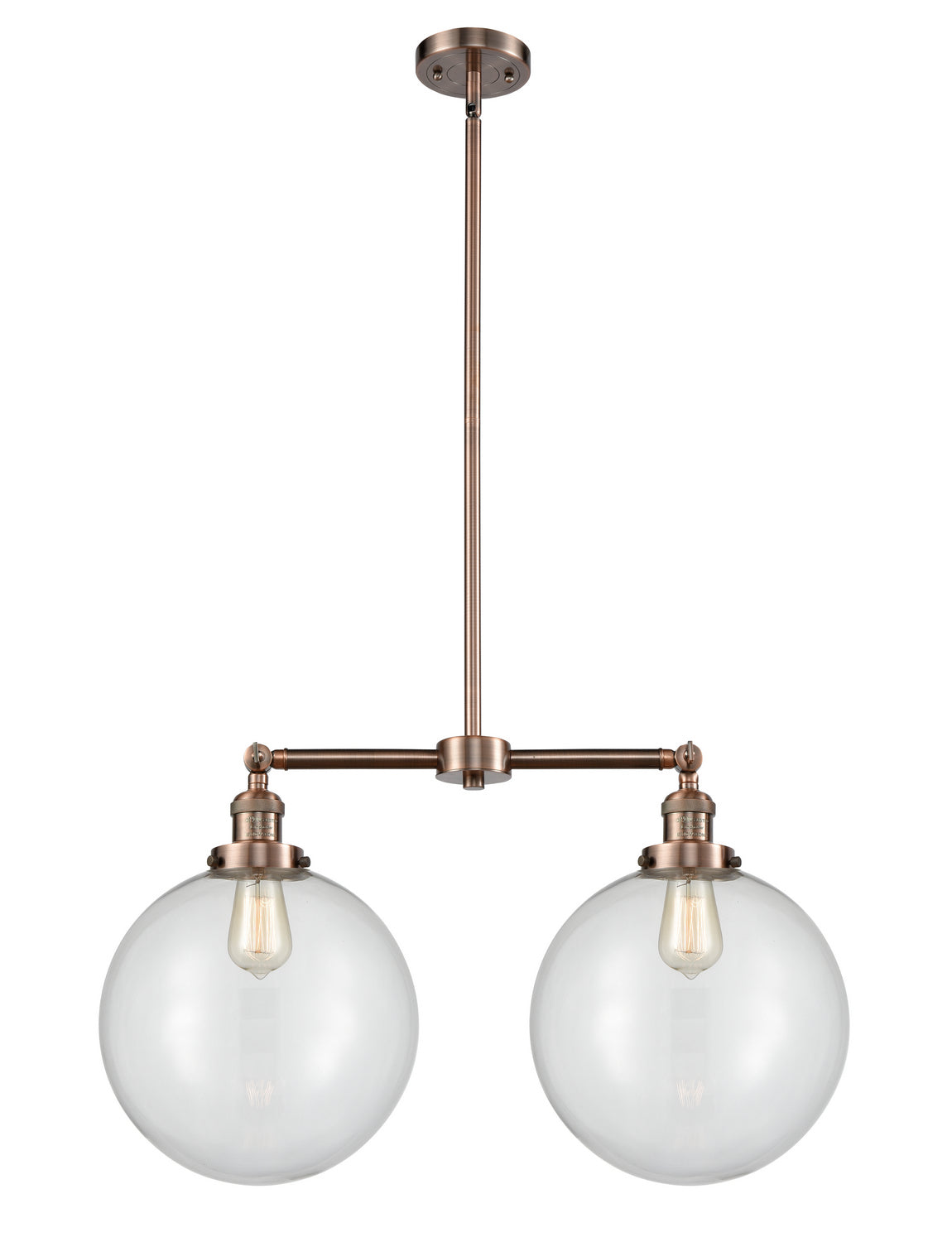 Innovations - 209-AC-G202-12 - Two Light Island Pendant - Franklin Restoration - Antique Copper