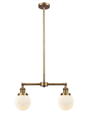 Innovations - 209-BB-G201-6 - Two Light Island Pendant - Franklin Restoration - Brushed Brass