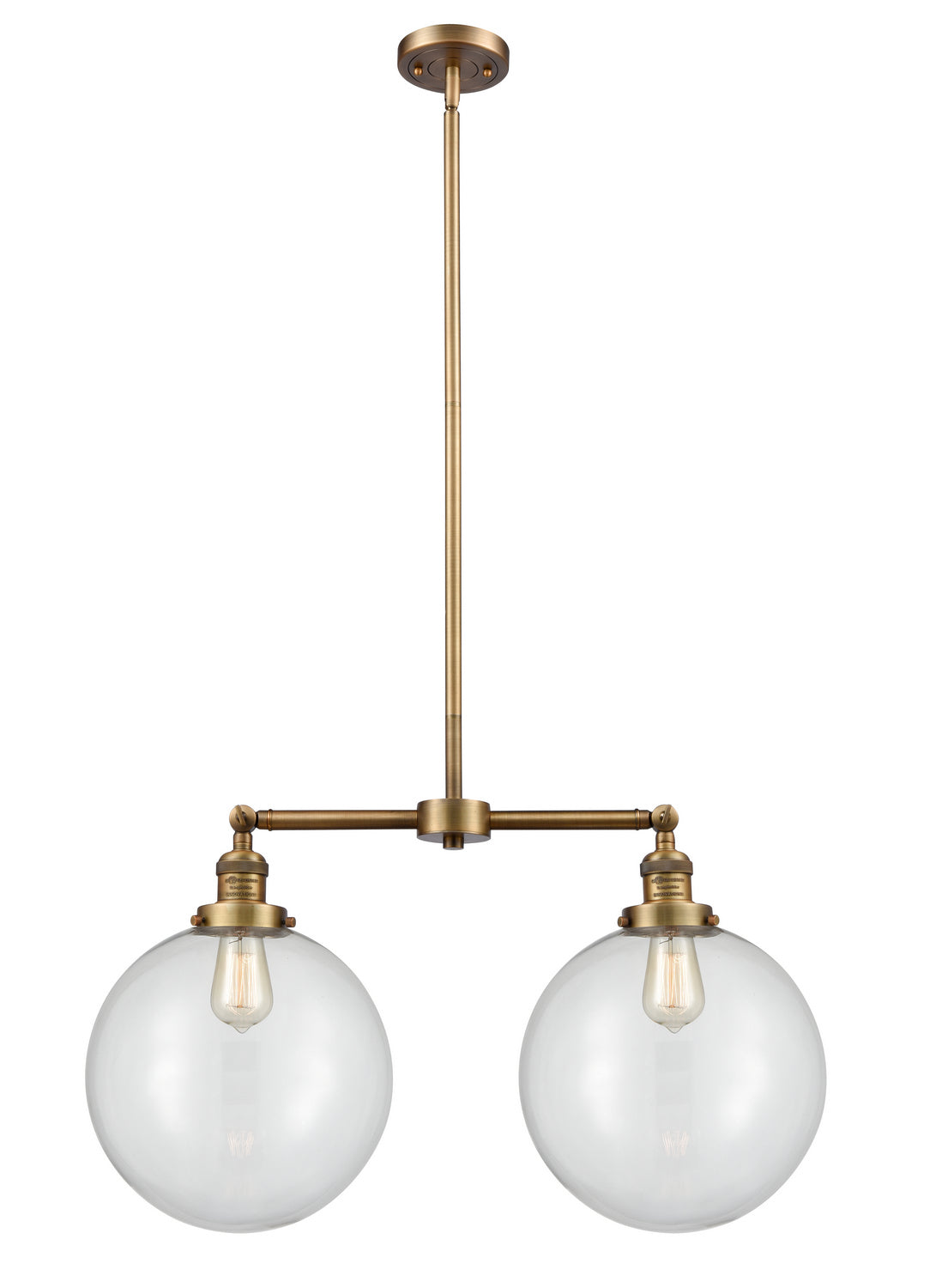 Innovations - 209-BB-G202-12 - Two Light Island Pendant - Franklin Restoration - Brushed Brass