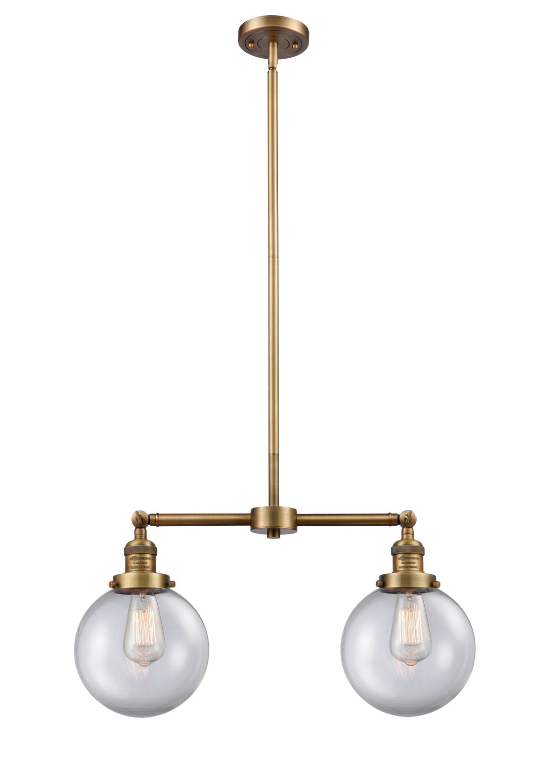 Innovations - 209-BB-G202-8 - Two Light Island Pendant - Franklin Restoration - Brushed Brass