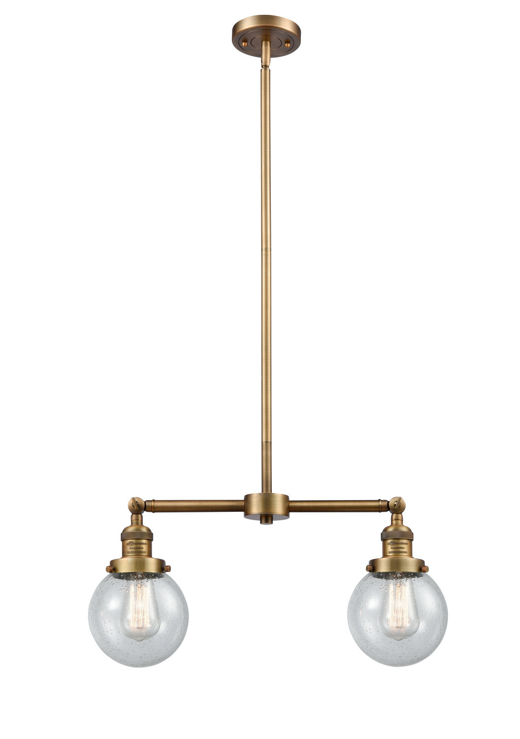 Innovations - 209-BB-G204-6 - Two Light Island Pendant - Franklin Restoration - Brushed Brass