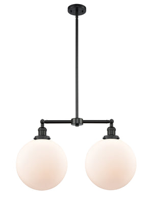 Innovations - 209-BK-G201-12 - Two Light Island Pendant - Franklin Restoration - Matte Black