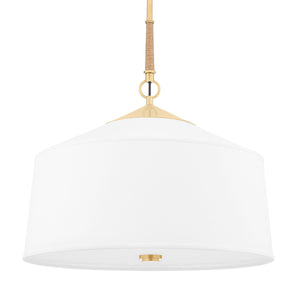 Hudson Valley - 5223-AGB - Three Light Pendant - White Plains - Aged Brass