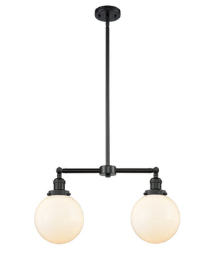 Innovations - 209-BK-G201-8 - Two Light Island Pendant - Franklin Restoration - Matte Black