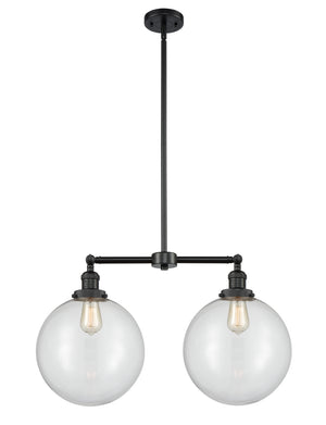 Innovations - 209-BK-G202-12 - Two Light Island Pendant - Franklin Restoration - Matte Black