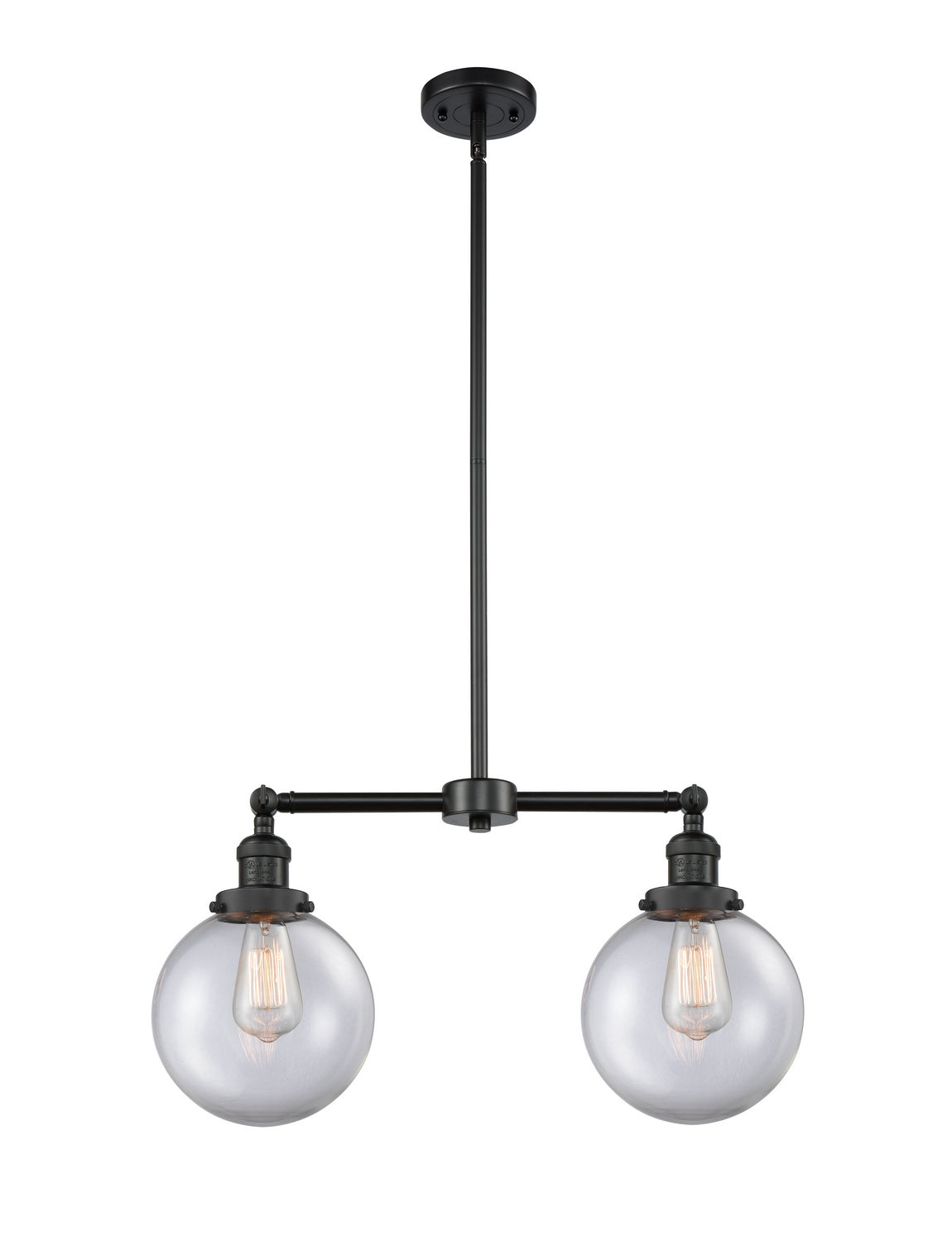 Innovations - 209-BK-G202-8 - Two Light Island Pendant - Franklin Restoration - Matte Black