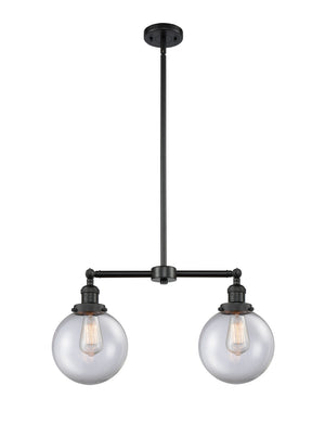 Innovations - 209-BK-G202-8 - Two Light Island Pendant - Franklin Restoration - Matte Black