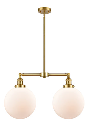 Innovations - 209-SG-G201-10 - Two Light Island Pendant - Franklin Restoration - Satin Gold