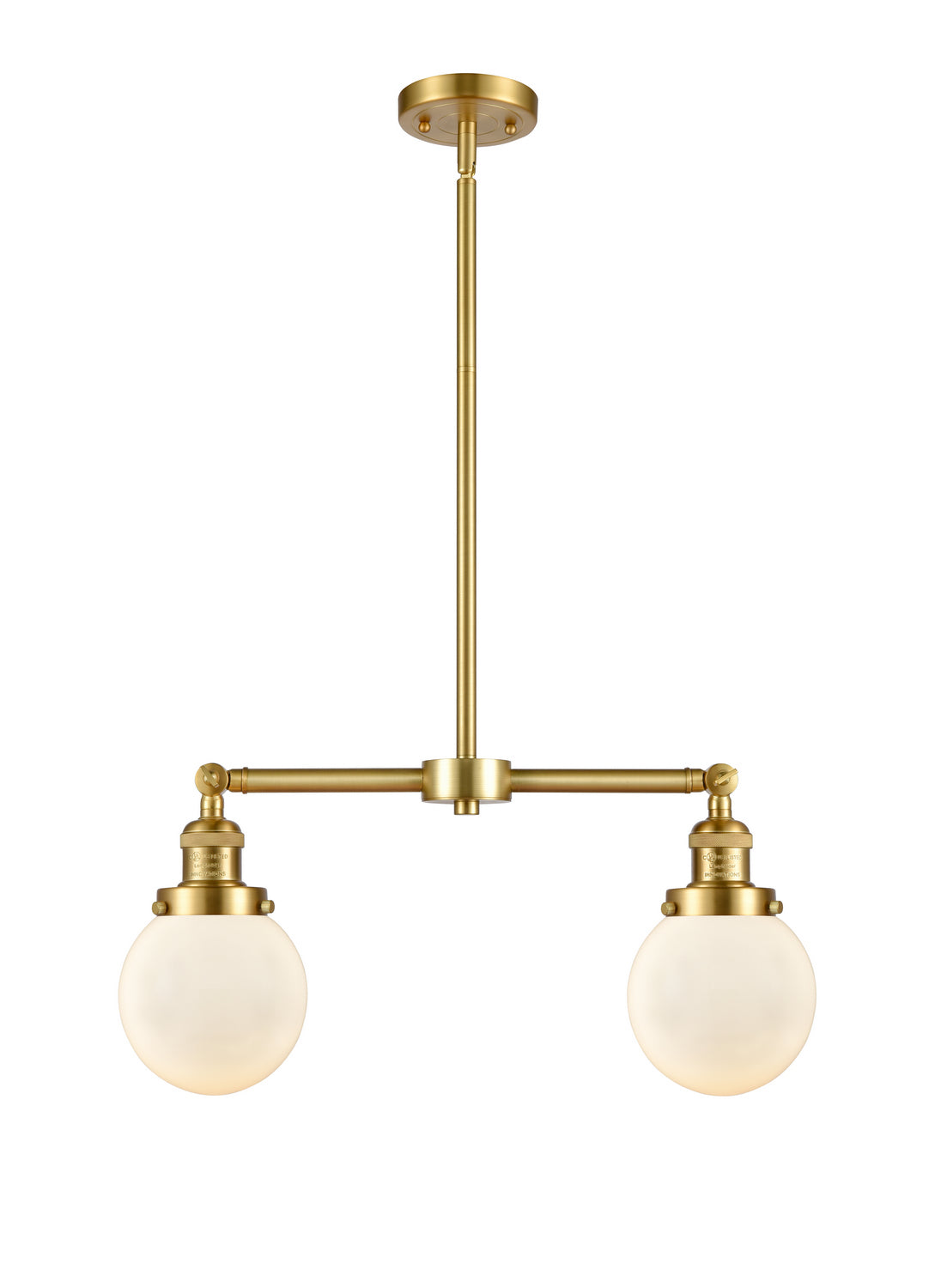 Innovations - 209-SG-G201-6 - Two Light Island Pendant - Franklin Restoration - Satin Gold