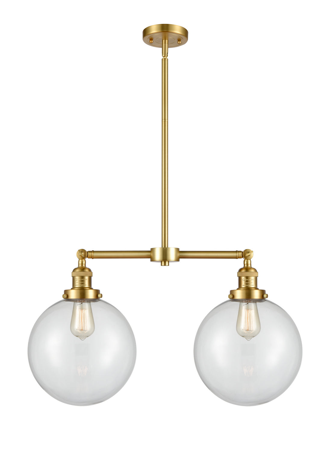 Innovations - 209-SG-G202-10 - Two Light Island Pendant - Franklin Restoration - Satin Gold