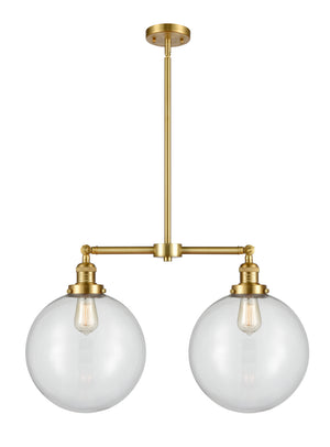 Innovations - 209-SG-G202-12 - Two Light Island Pendant - Franklin Restoration - Satin Gold