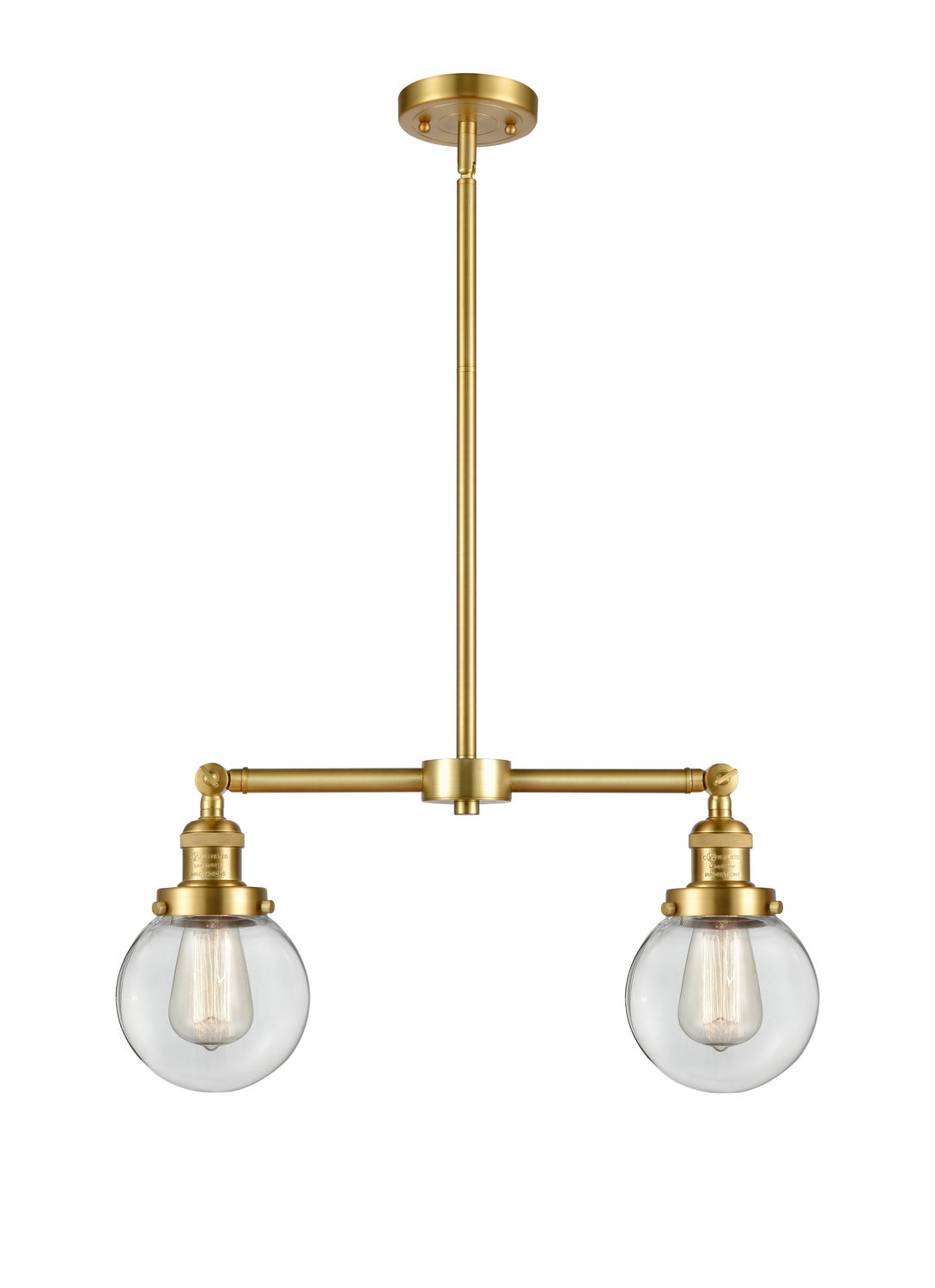 Innovations - 209-SG-G202-6 - Two Light Island Pendant - Franklin Restoration - Satin Gold