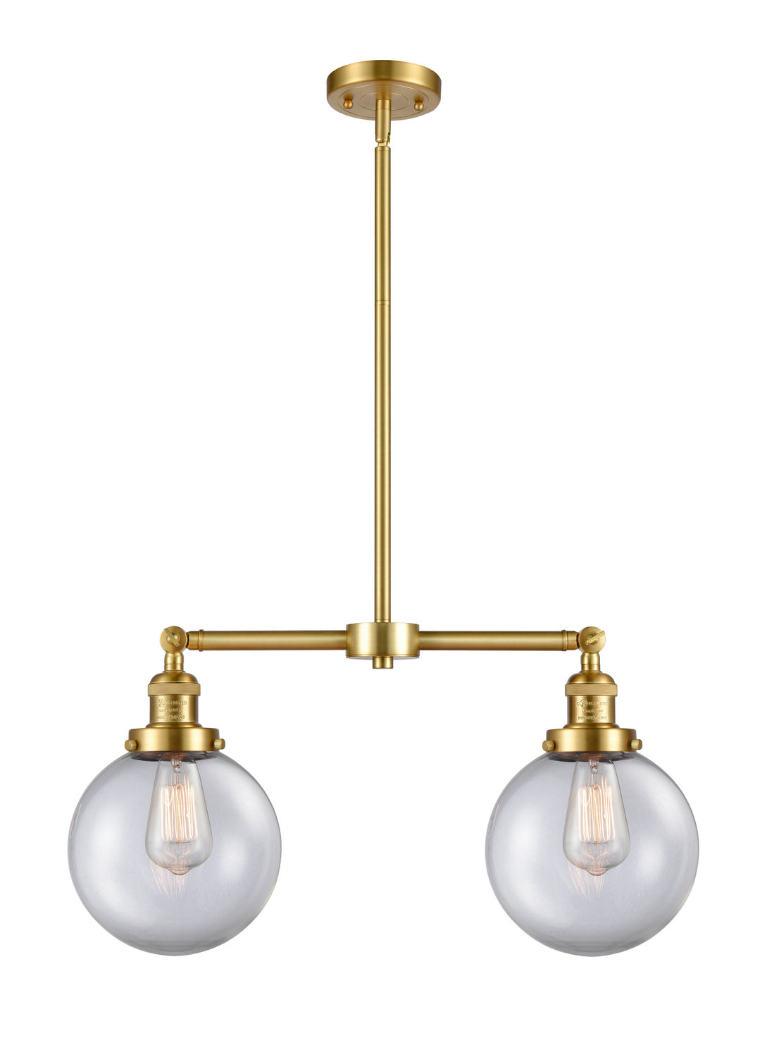 Innovations - 209-SG-G202-8 - Two Light Island Pendant - Franklin Restoration - Satin Gold