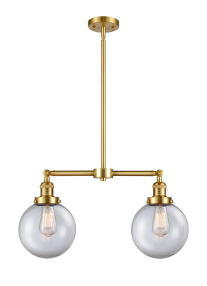 Innovations - 209-SG-G202-8 - Two Light Island Pendant - Franklin Restoration - Satin Gold