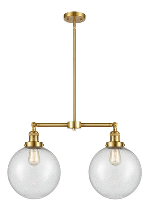 Innovations - 209-SG-G204-10 - Two Light Island Pendant - Franklin Restoration - Satin Gold