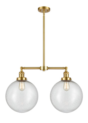 Innovations - 209-SG-G204-12 - Two Light Island Pendant - Franklin Restoration - Satin Gold