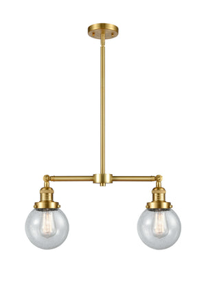 Innovations - 209-SG-G204-6 - Two Light Island Pendant - Franklin Restoration - Satin Gold