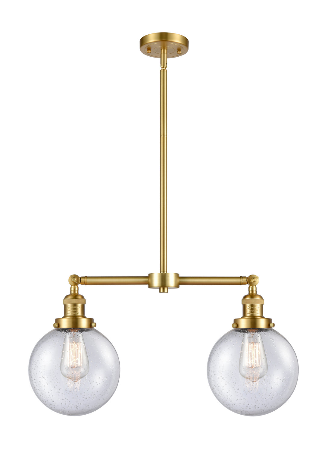 Innovations - 209-SG-G204-8 - Two Light Island Pendant - Franklin Restoration - Satin Gold