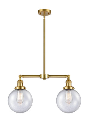 Innovations - 209-SG-G204-8 - Two Light Island Pendant - Franklin Restoration - Satin Gold