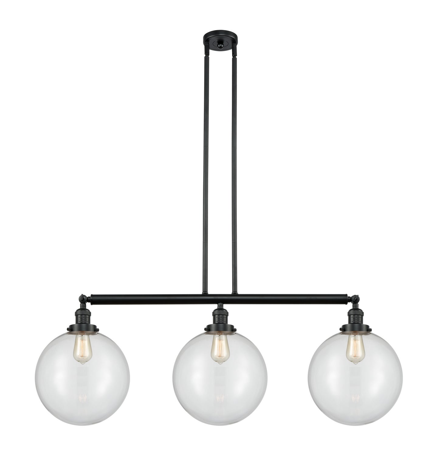 Innovations - 213-BK-G202-12 - Three Light Island Pendant - Franklin Restoration - Matte Black