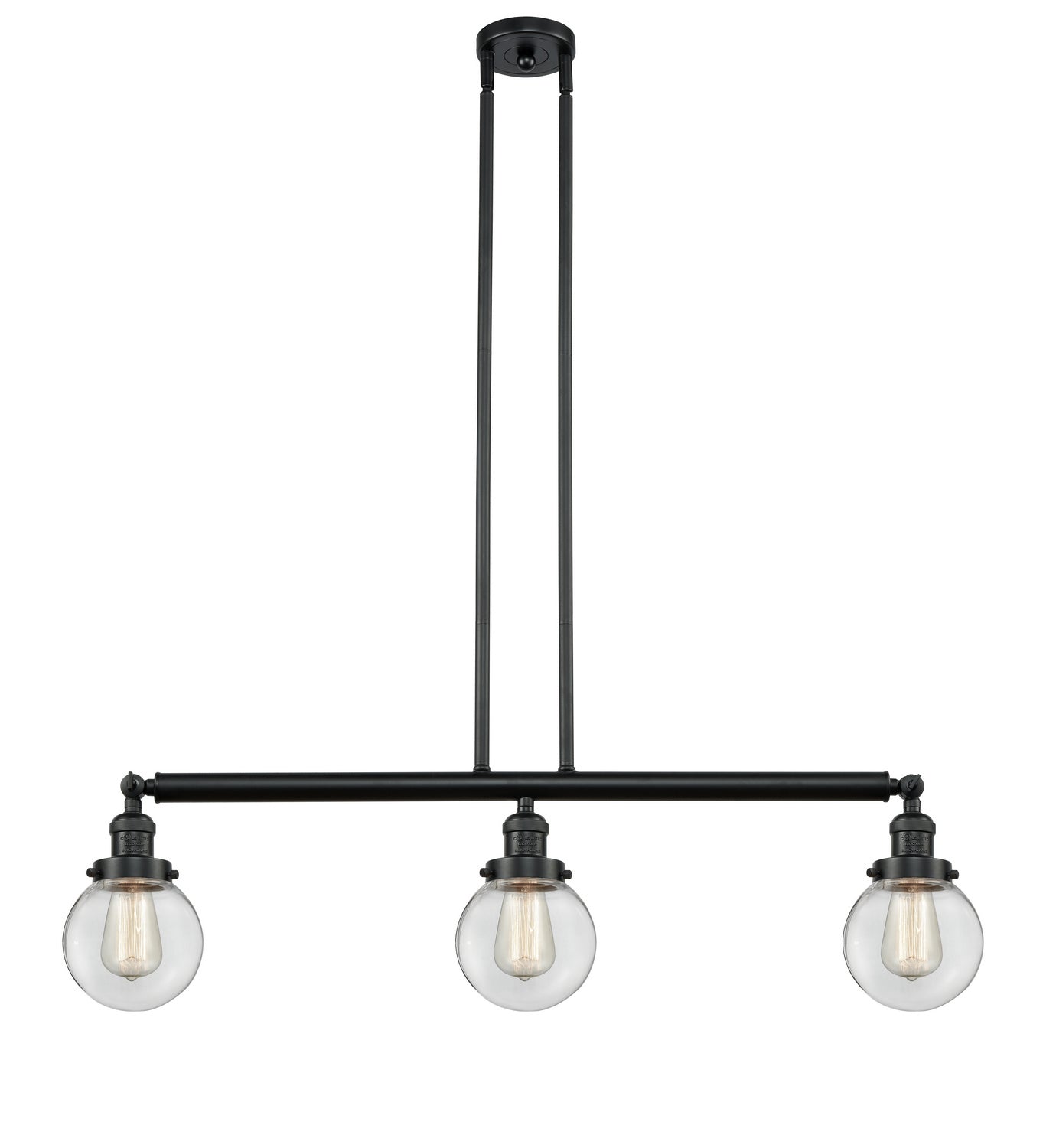 Innovations - 213-BK-G202-6 - Three Light Island Pendant - Franklin Restoration - Matte Black