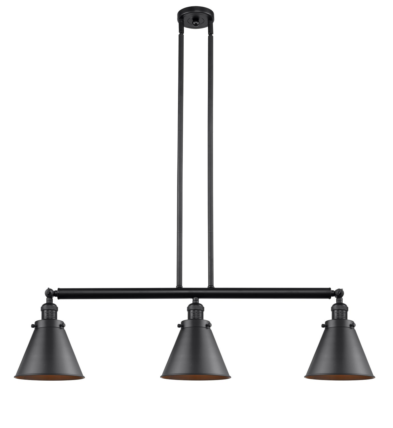 Innovations - 213-BK-M13-BK - Three Light Island Pendant - Franklin Restoration - Matte Black