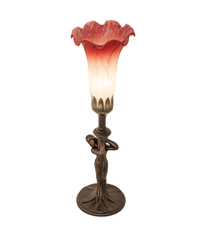 Meyda Tiffany - 20289 - One Light Mini Lamp - Pink/White - Mahogany Bronze