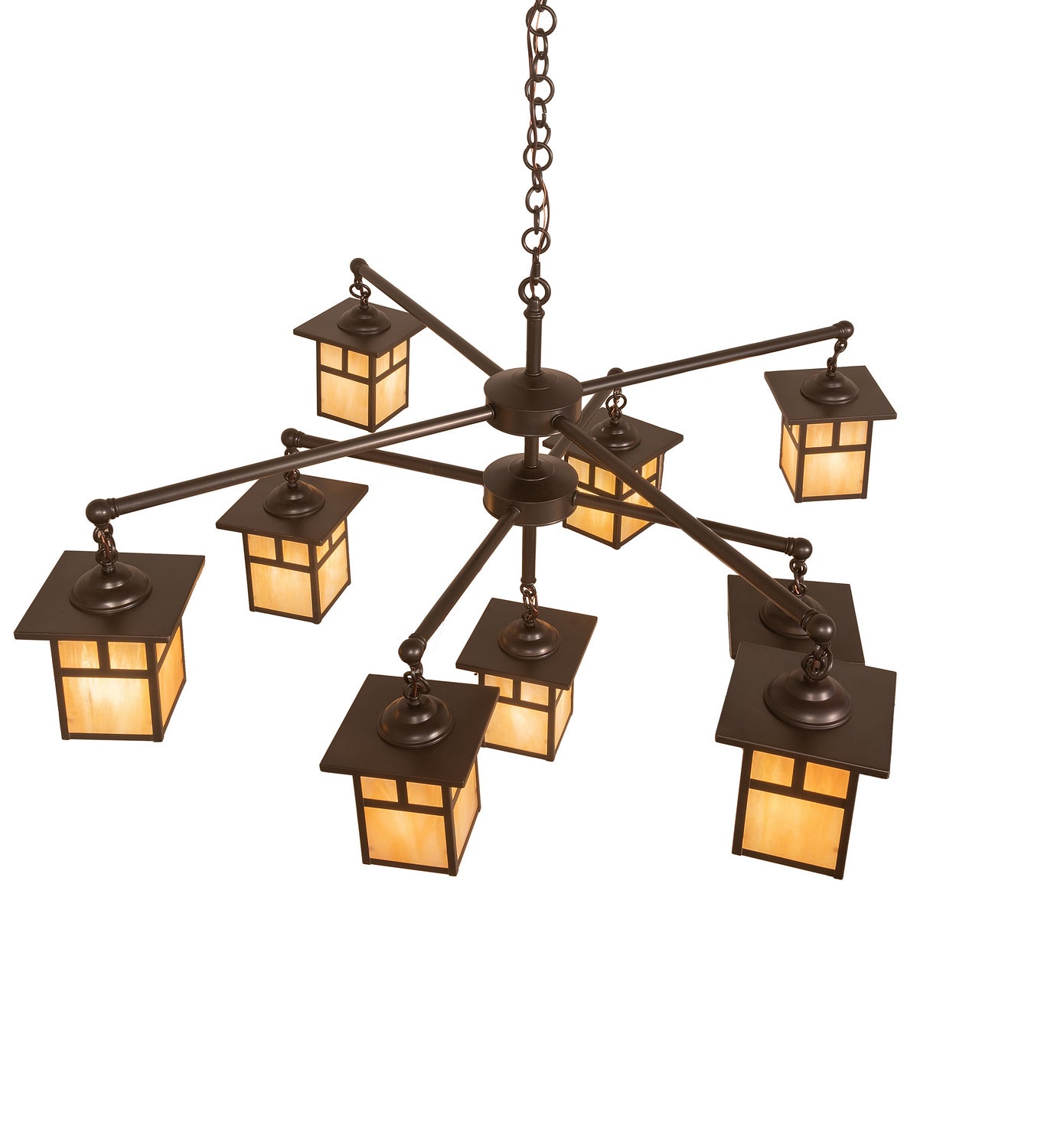 Meyda Tiffany - 247801 - Nine Light Chandelier - Hyde Park - Craftsman Brown & Oil Rubbed Bronze