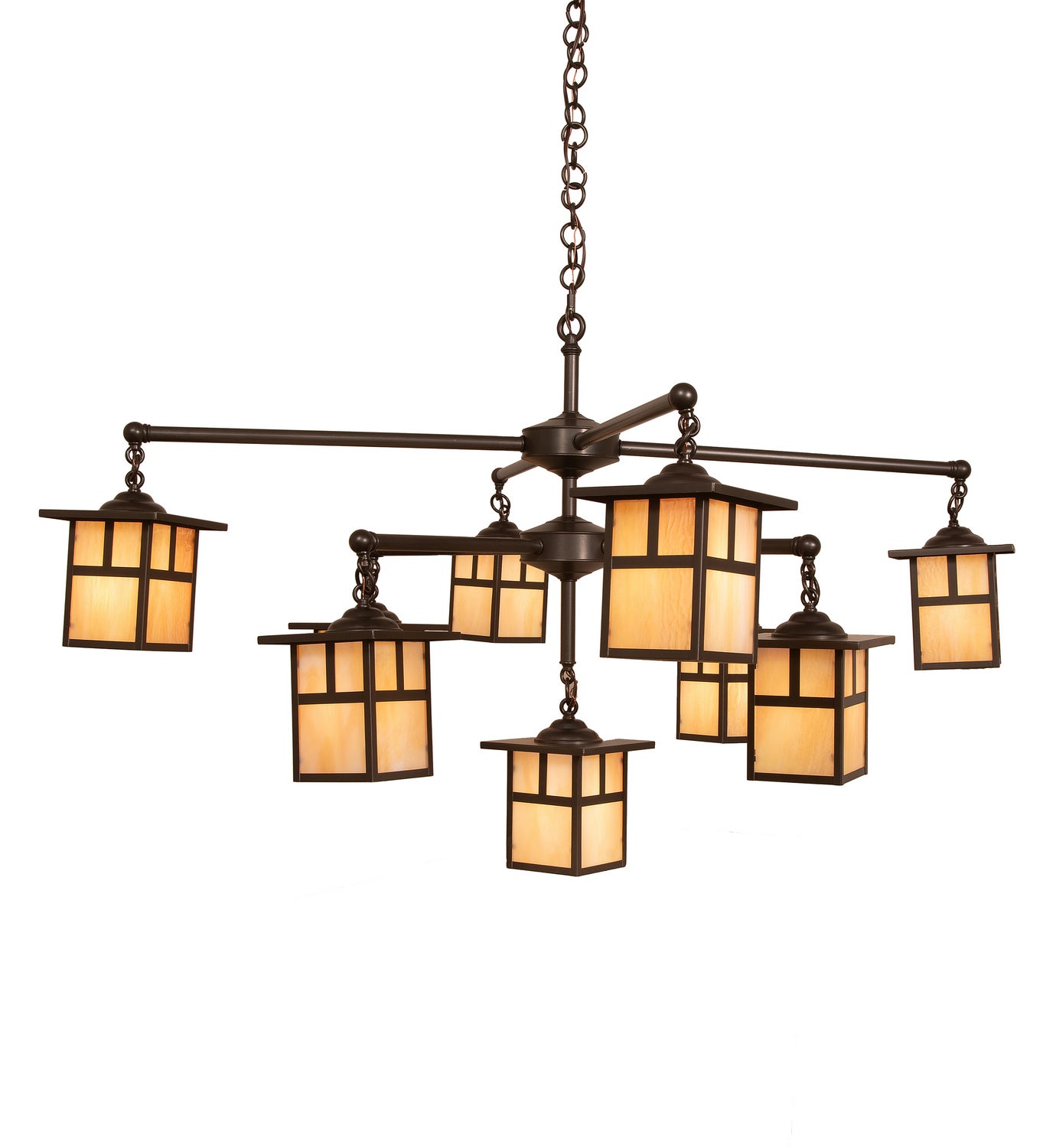 Meyda Tiffany - 247801 - Nine Light Chandelier - Hyde Park - Craftsman Brown & Oil Rubbed Bronze